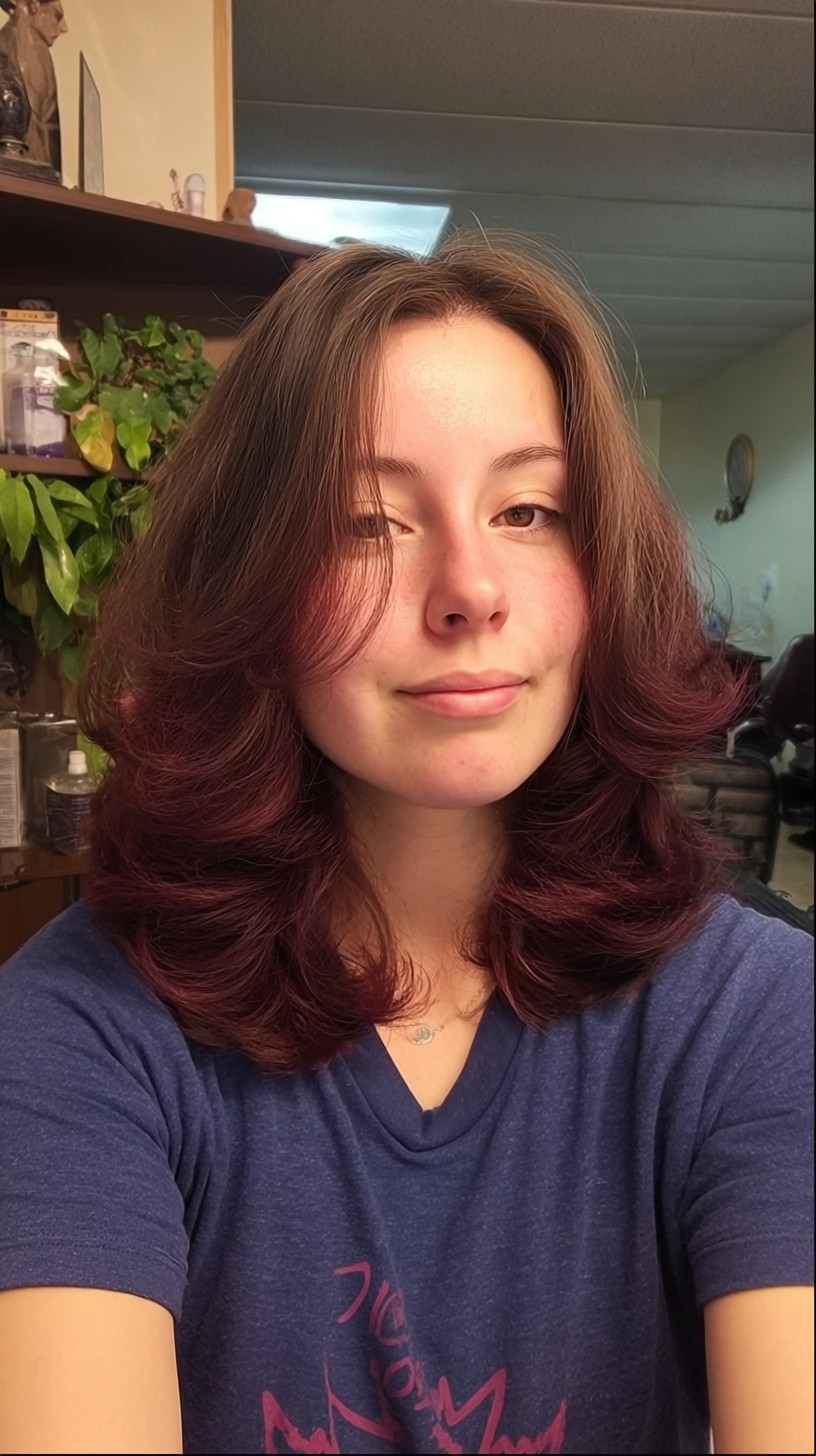 Burgundy Waves with Voluminous Ends