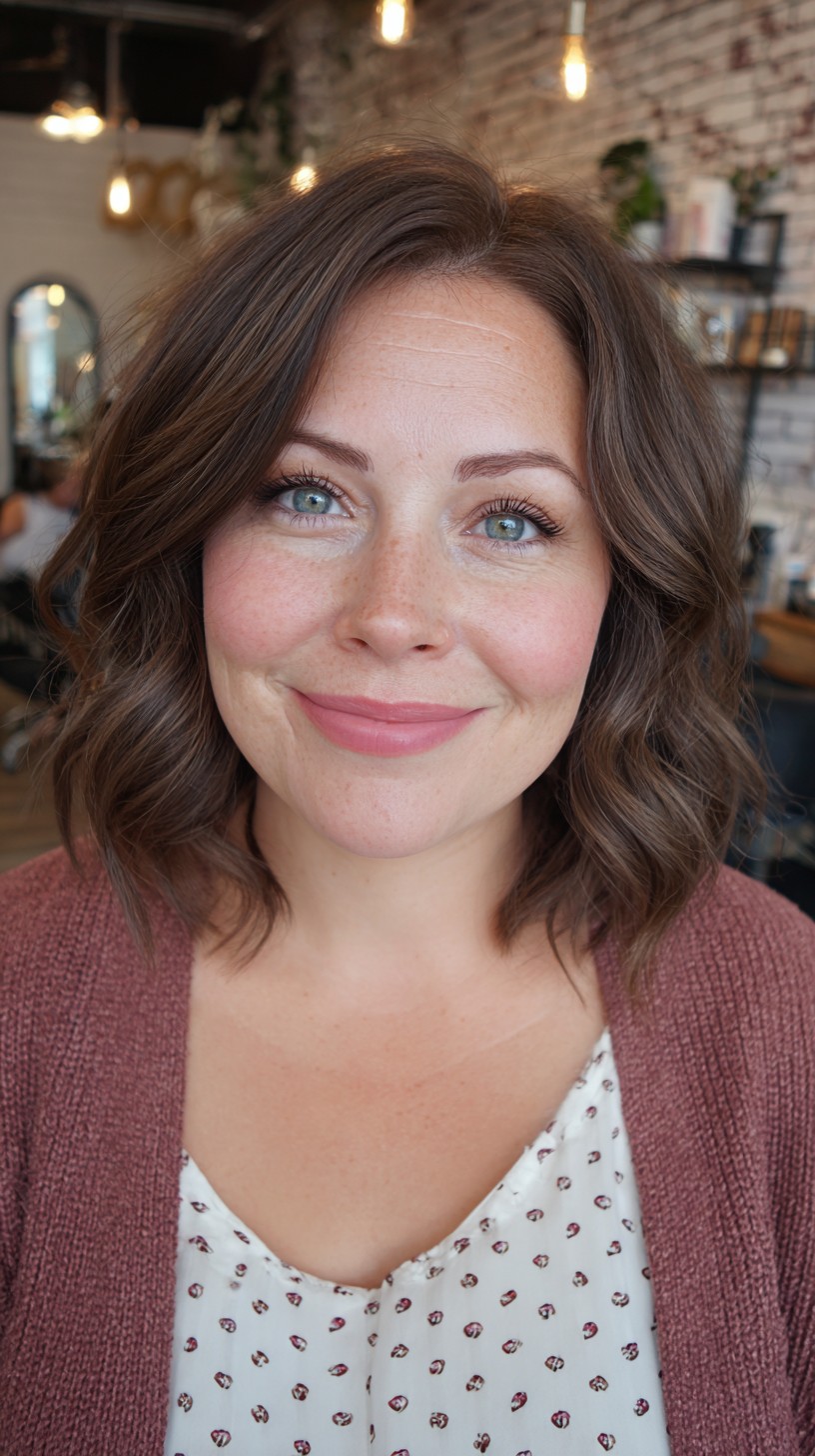 Casual Cinnamon Waves for Round Faces