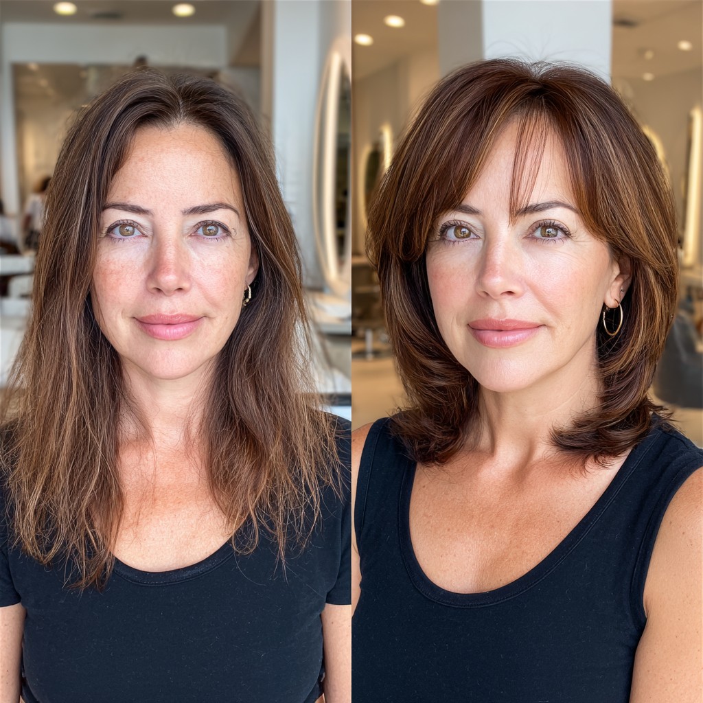 Chic Copper Layered Flip for Mid-Length Hair