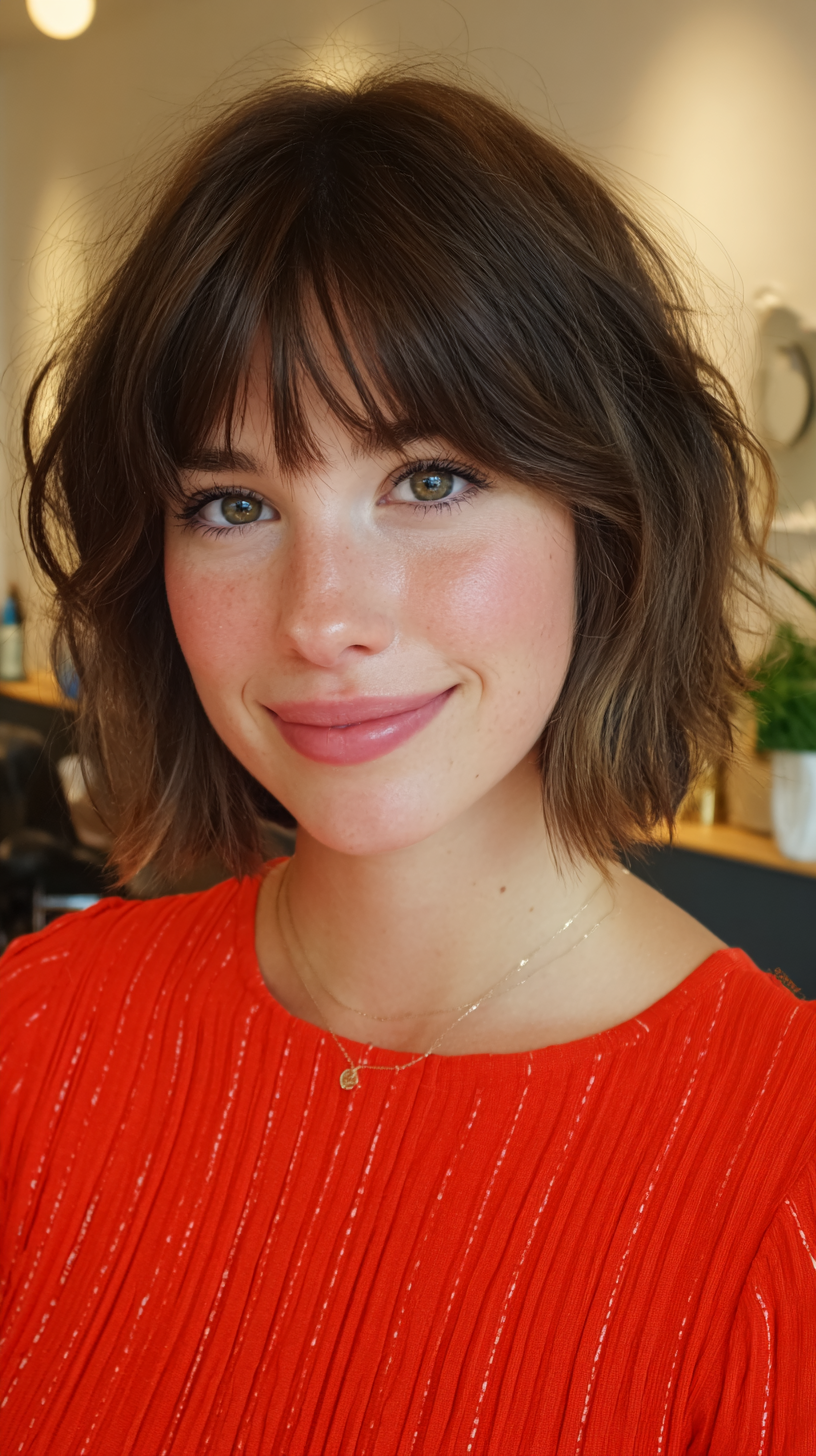 Chic Textured Bob with Wispy Bangs