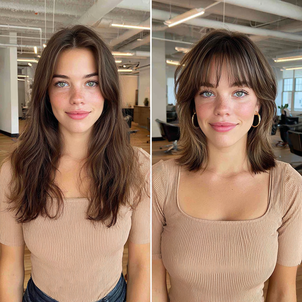 Chic Wispy Bangs with Playful Textured Lob