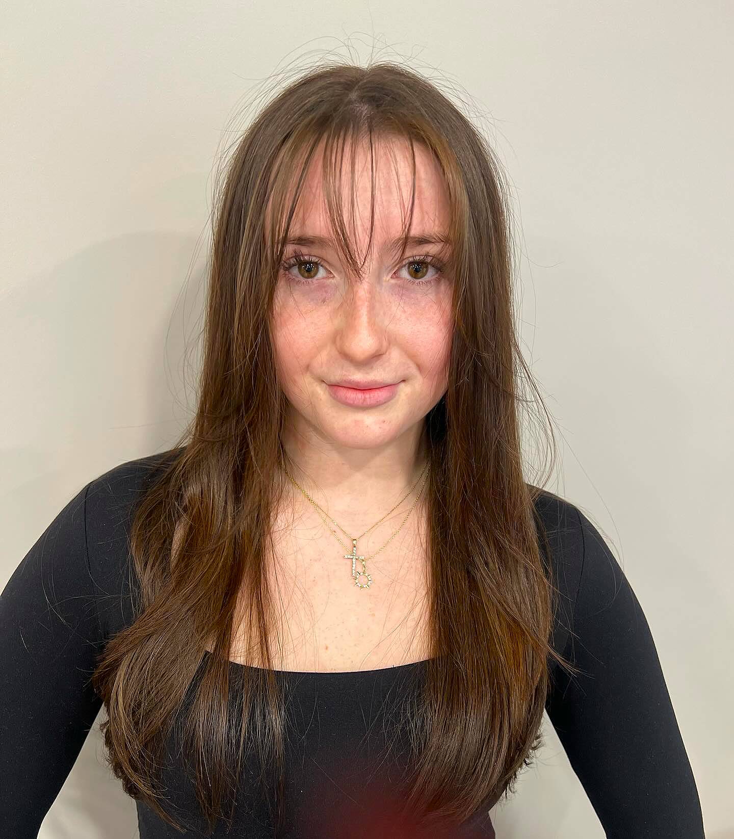 Chic Wispy French Bangs with Long Layers