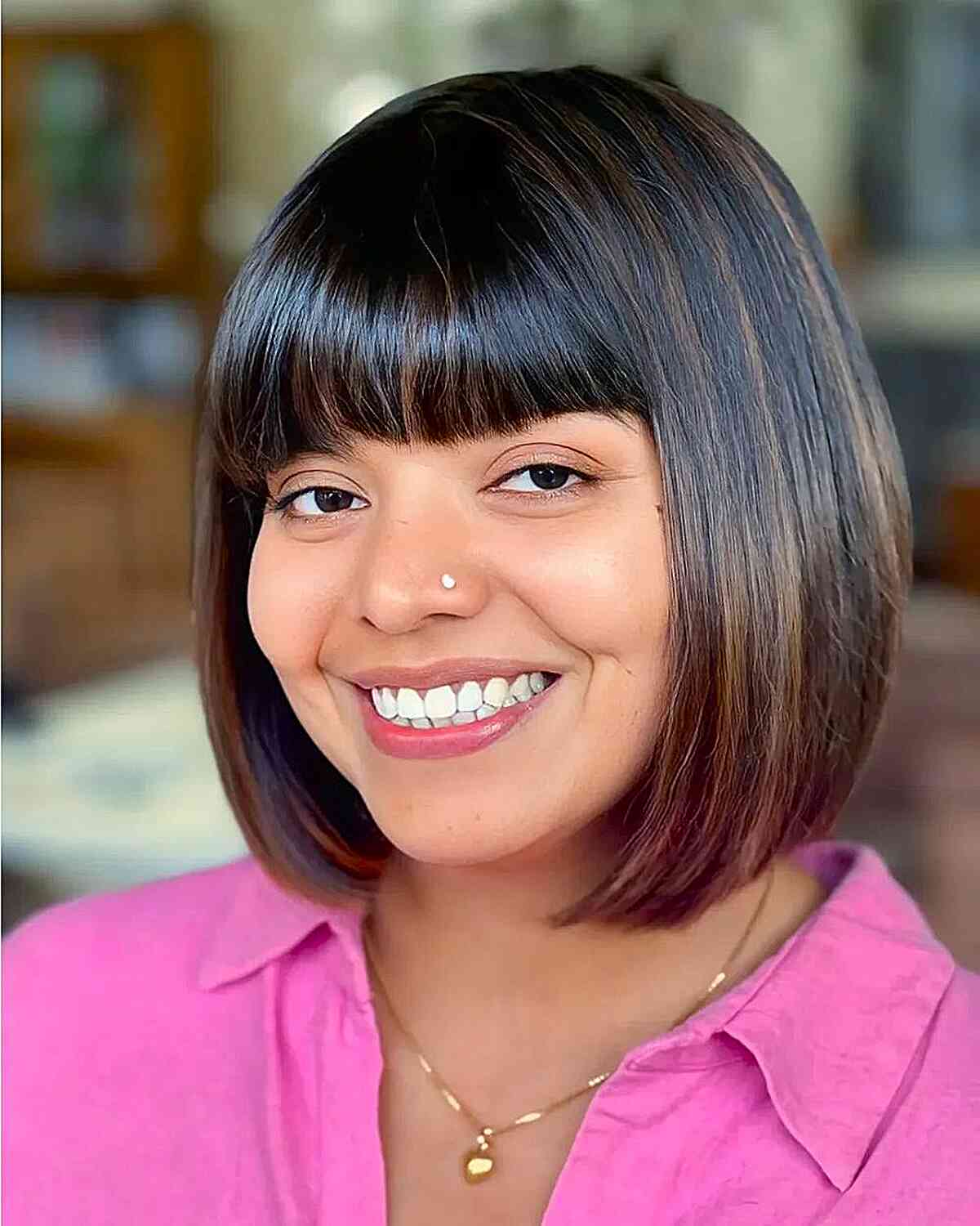 Classic Blunt Bob with Soft Bangs
