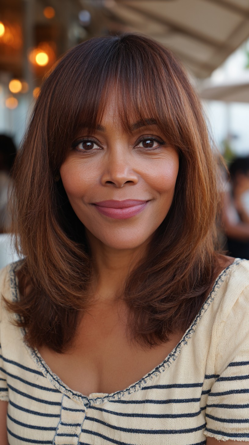 Classic Chestnut Bob with Soft Blunt Bangs