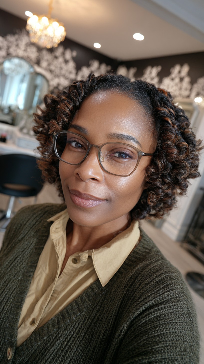 Delicate Twisted Curls on Shoulder-Length Hair