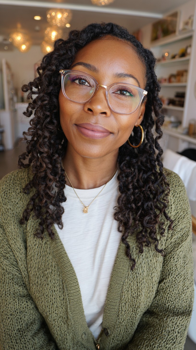 Elegant Cascading Curly Layers with Subtle Highlights