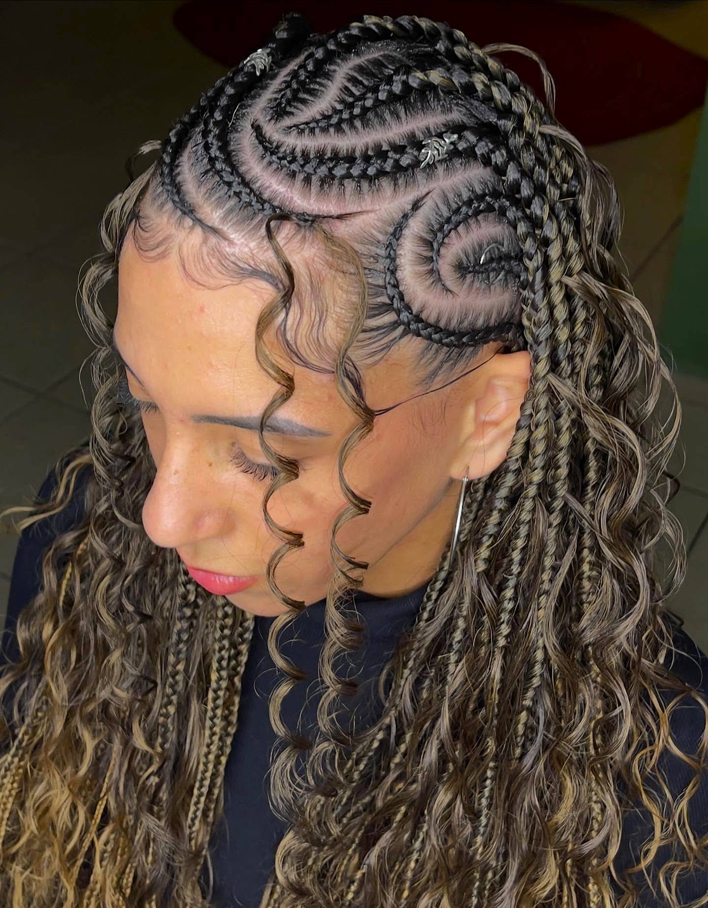 Exquisite Spiral Accented Fulani Braids