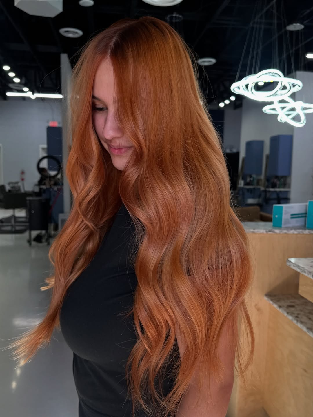 Glossy Deep Strawberry Blonde Waves