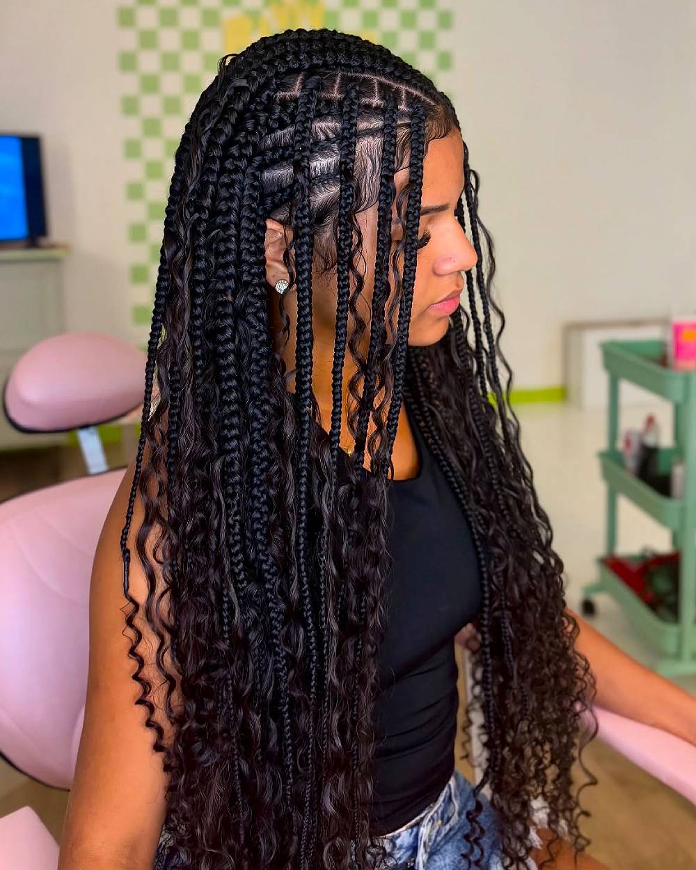 Intricate Fulani Braids with Cascading Curls