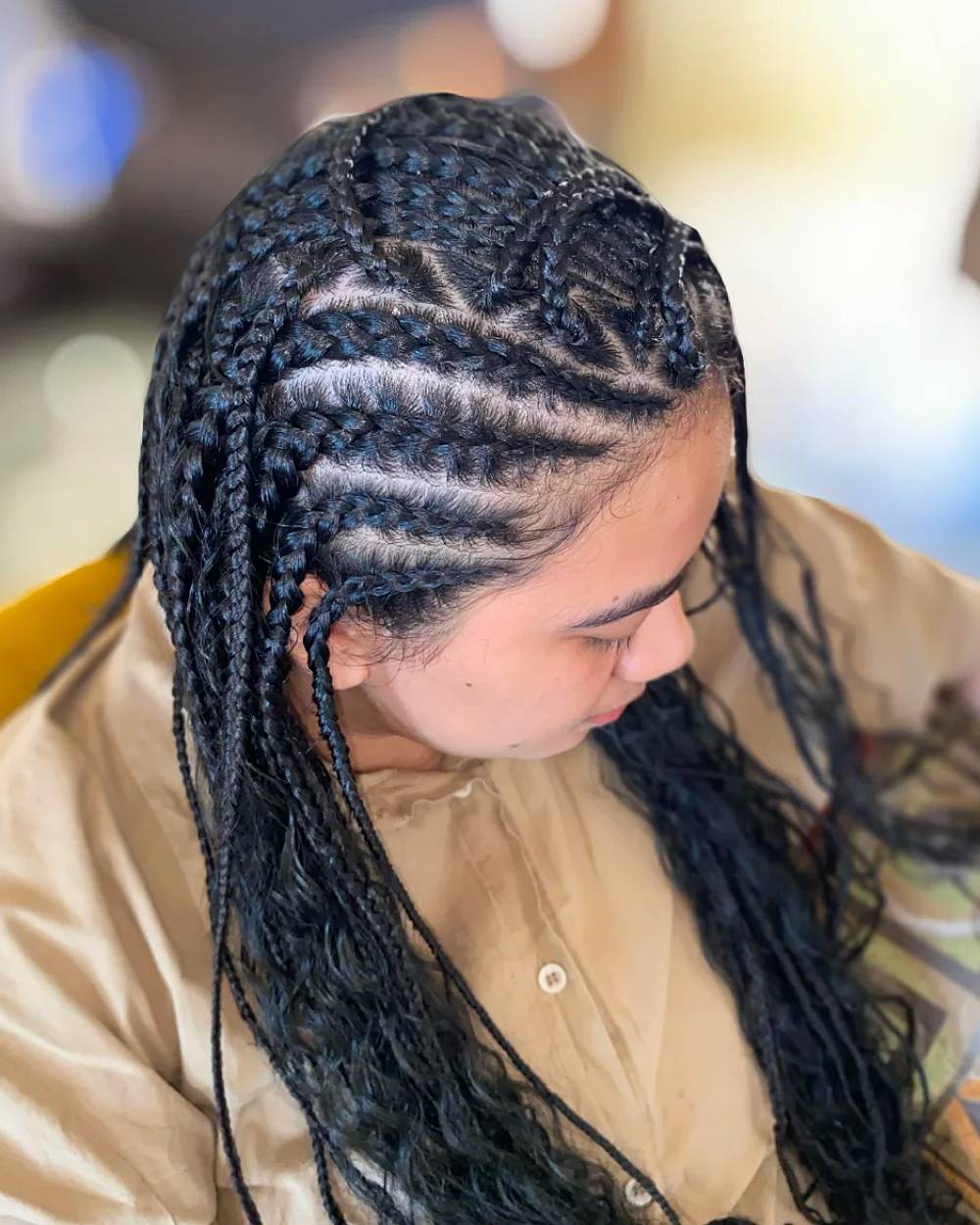 Intricate Fulani Braids with Defined Roots