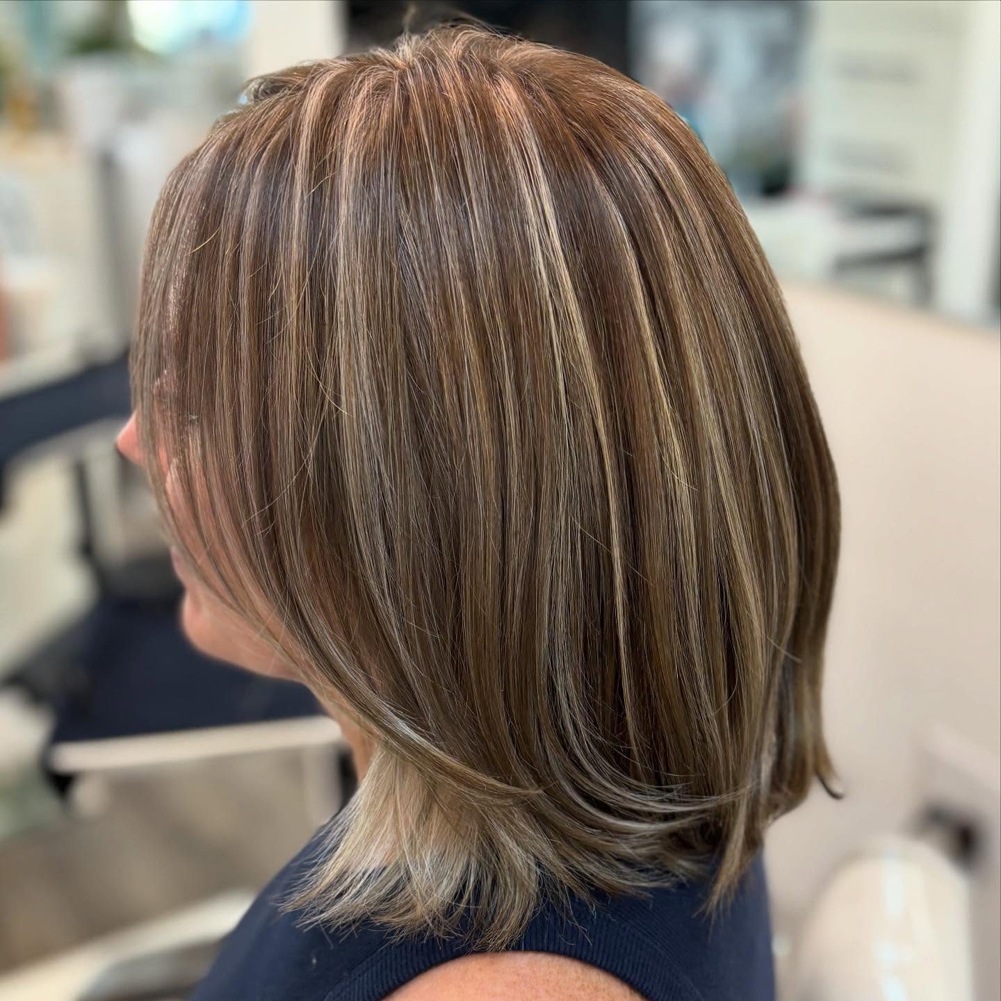 Layered Caramel Balayage Bob