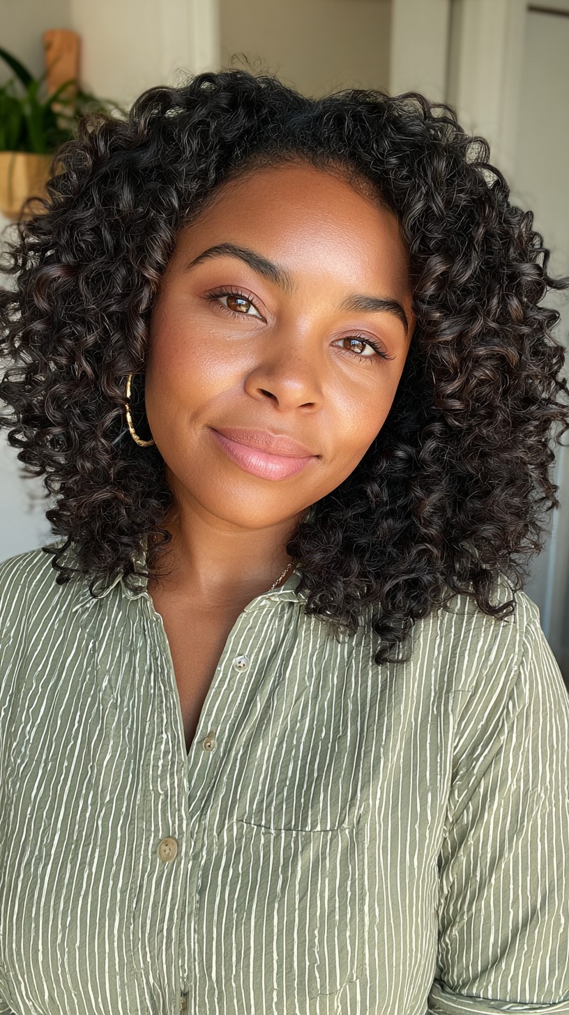 Lush Shoulder-Length Curly Bob