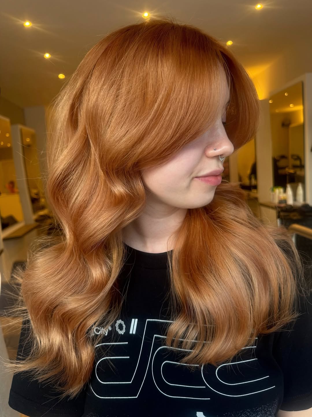 Lustrous S-Wave Dark Strawberry Blonde Cascades