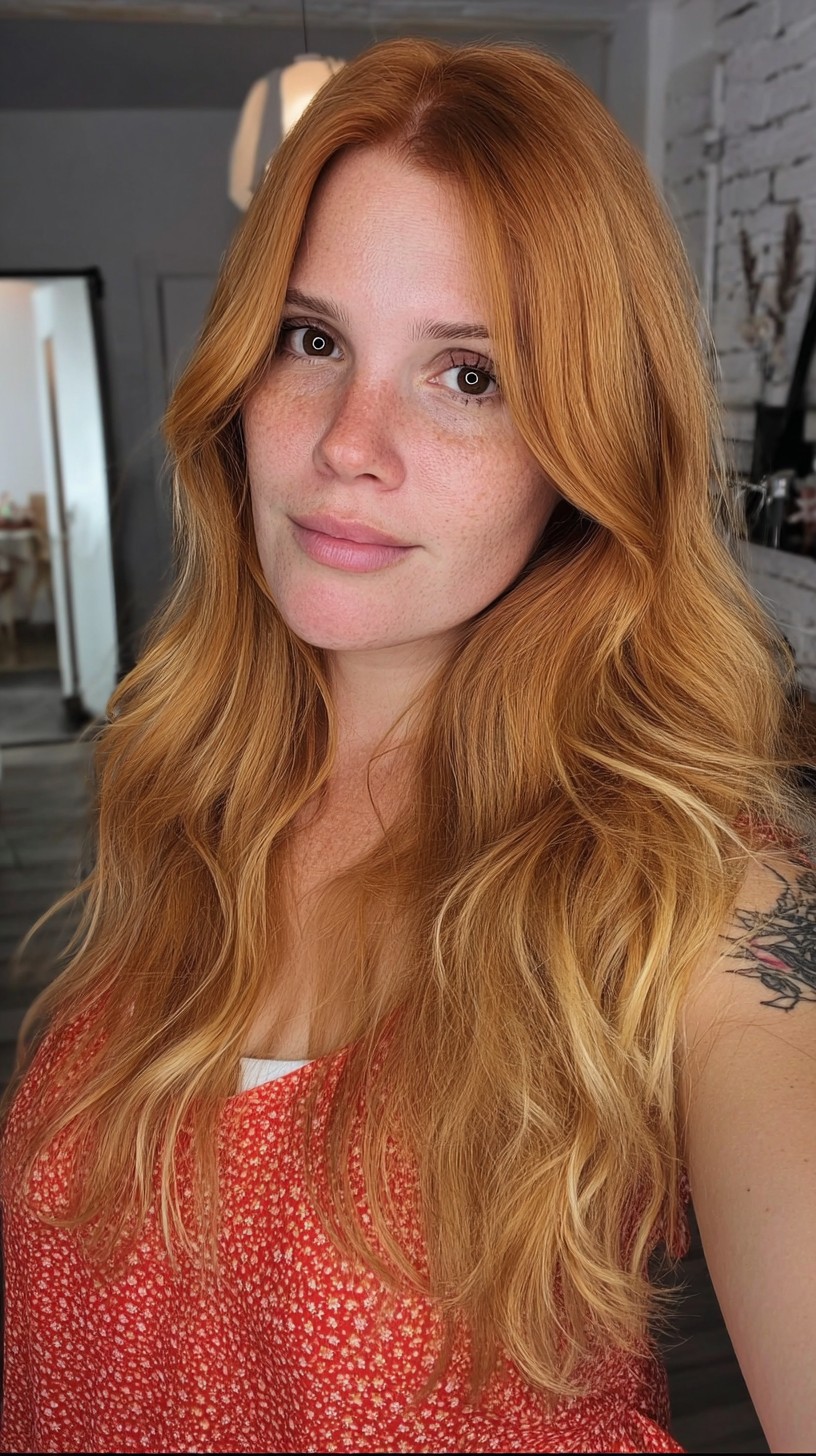 Luxurious Long Flowing Strawberry Blonde Tresses