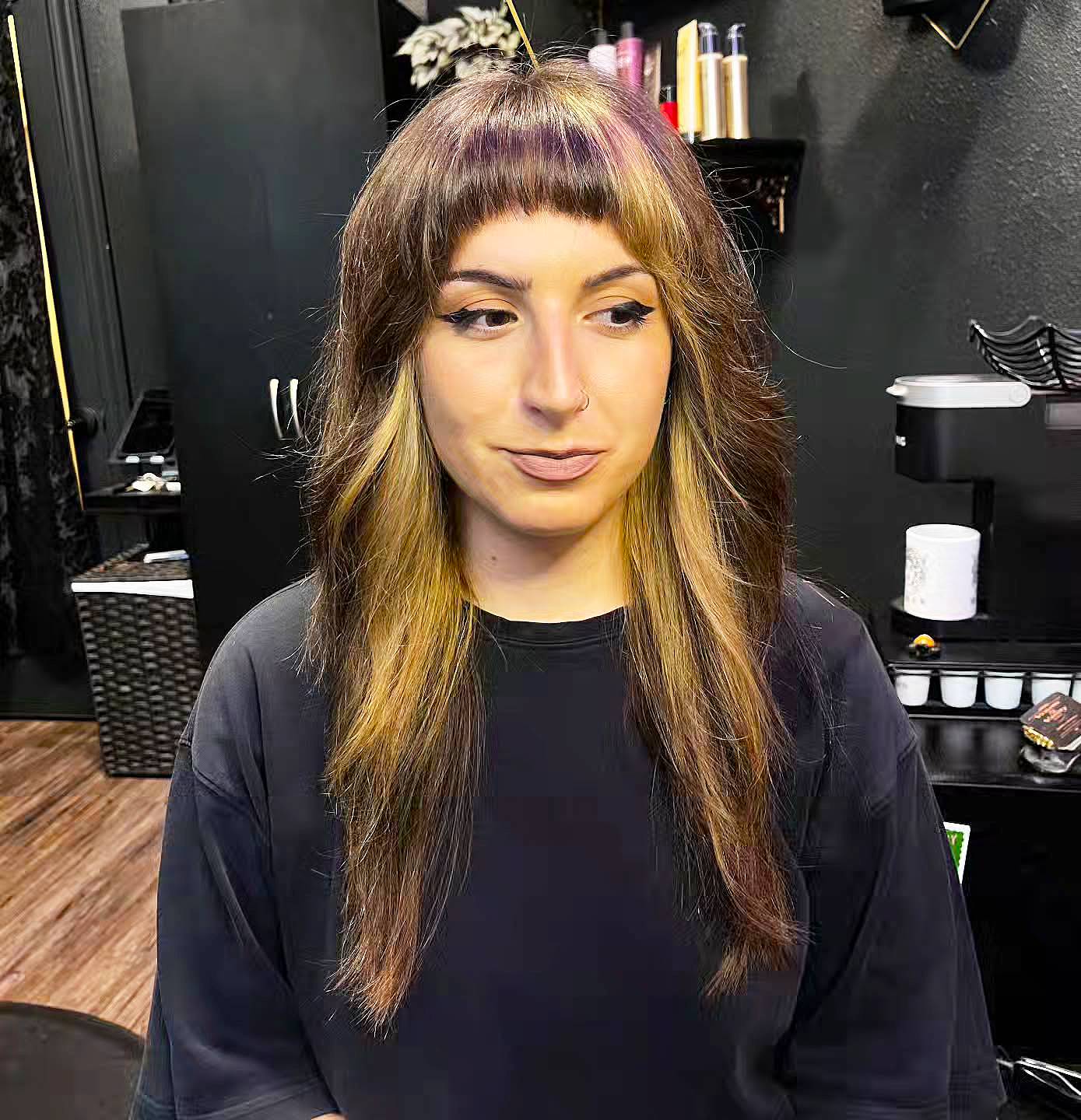 Modern Long Shag with Textured Bangs