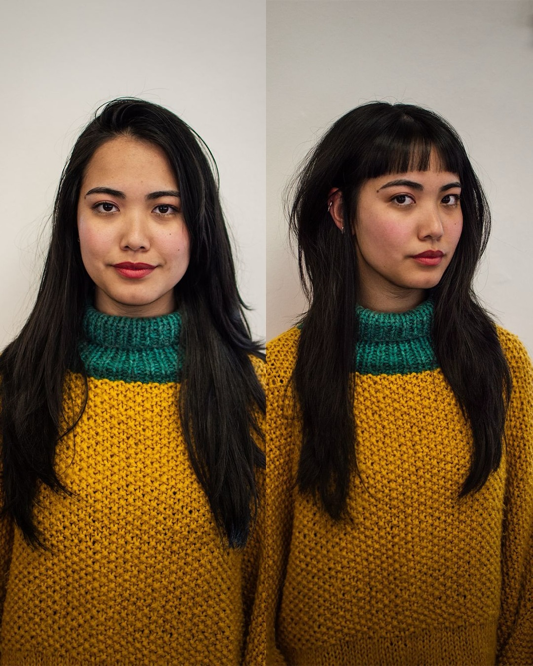 Modern Straight to Bangs Transition