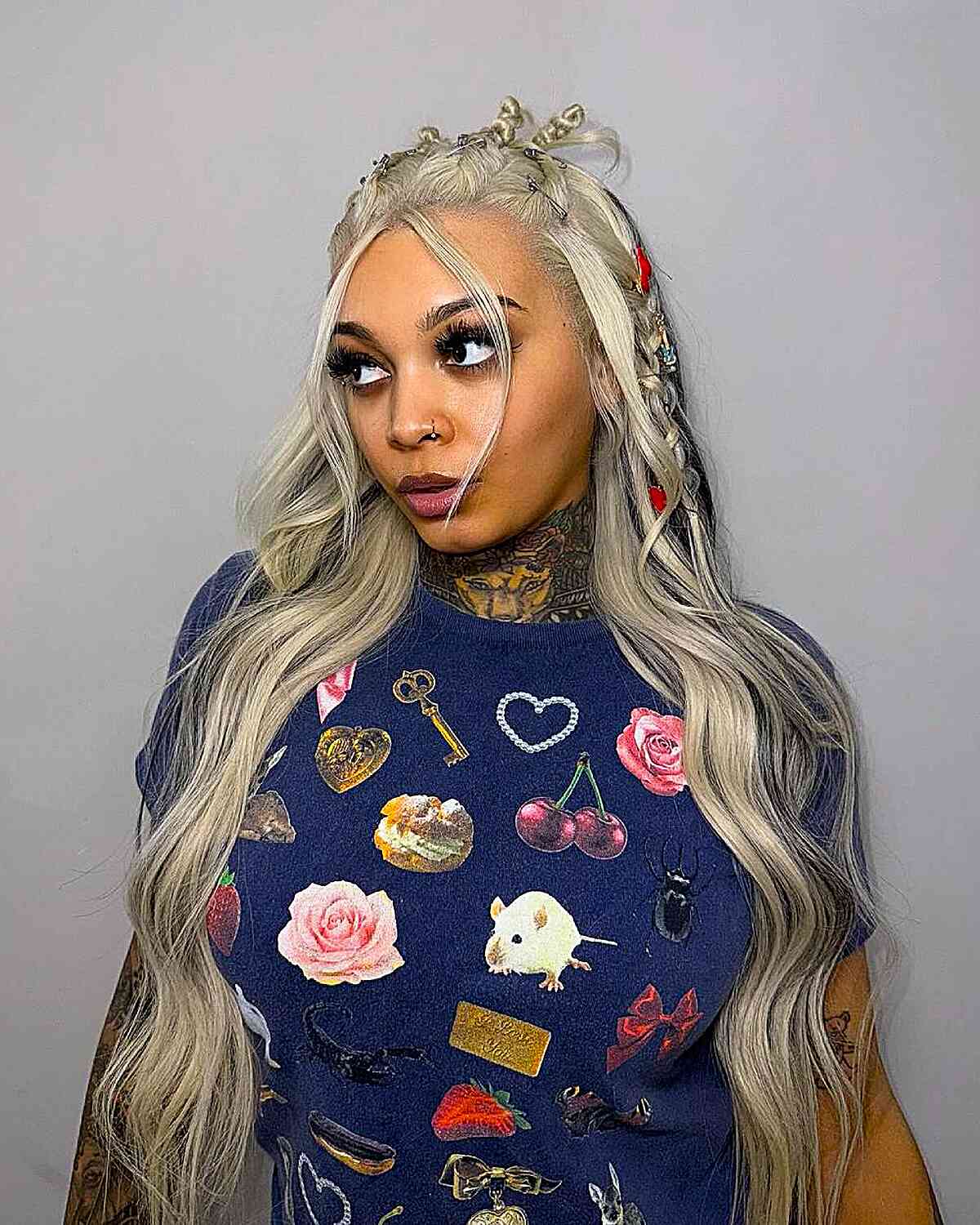 Playful Y2K Inspired Long Waves with Braided Accents