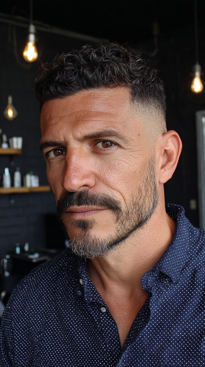 Refined Curly High Taper with Sculpted Front