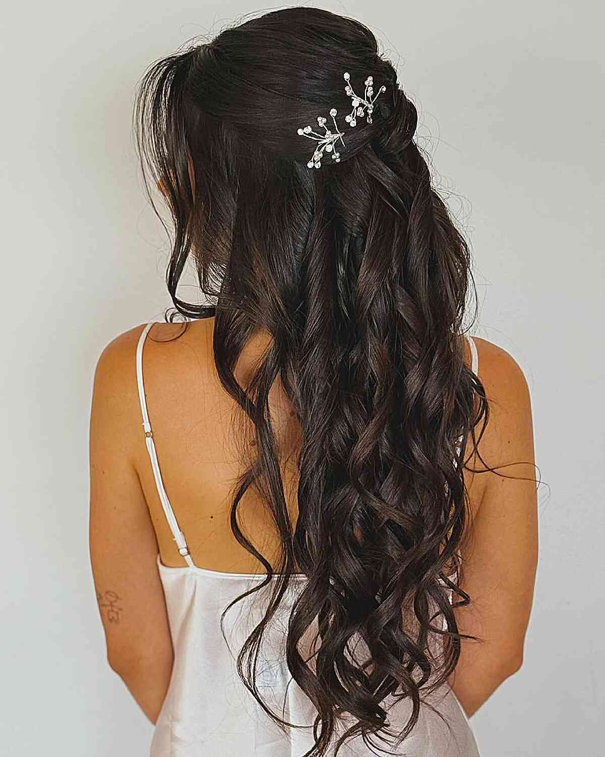 Romantic Half-Up Curls with Hair Accessories
