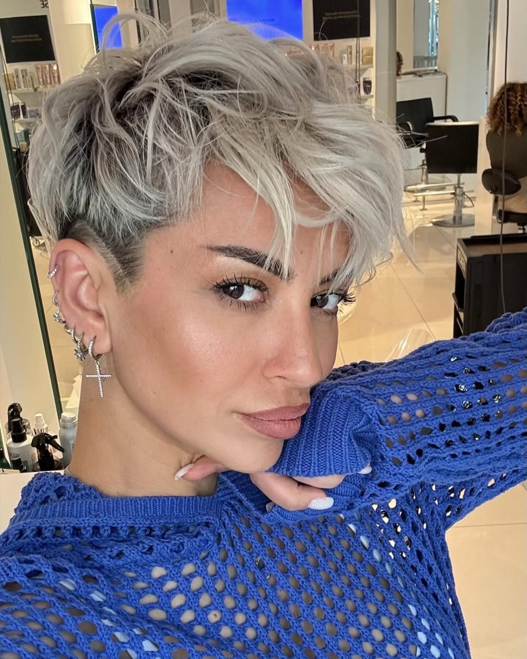 Silver Textured Pixie Cut with Graduated Layers