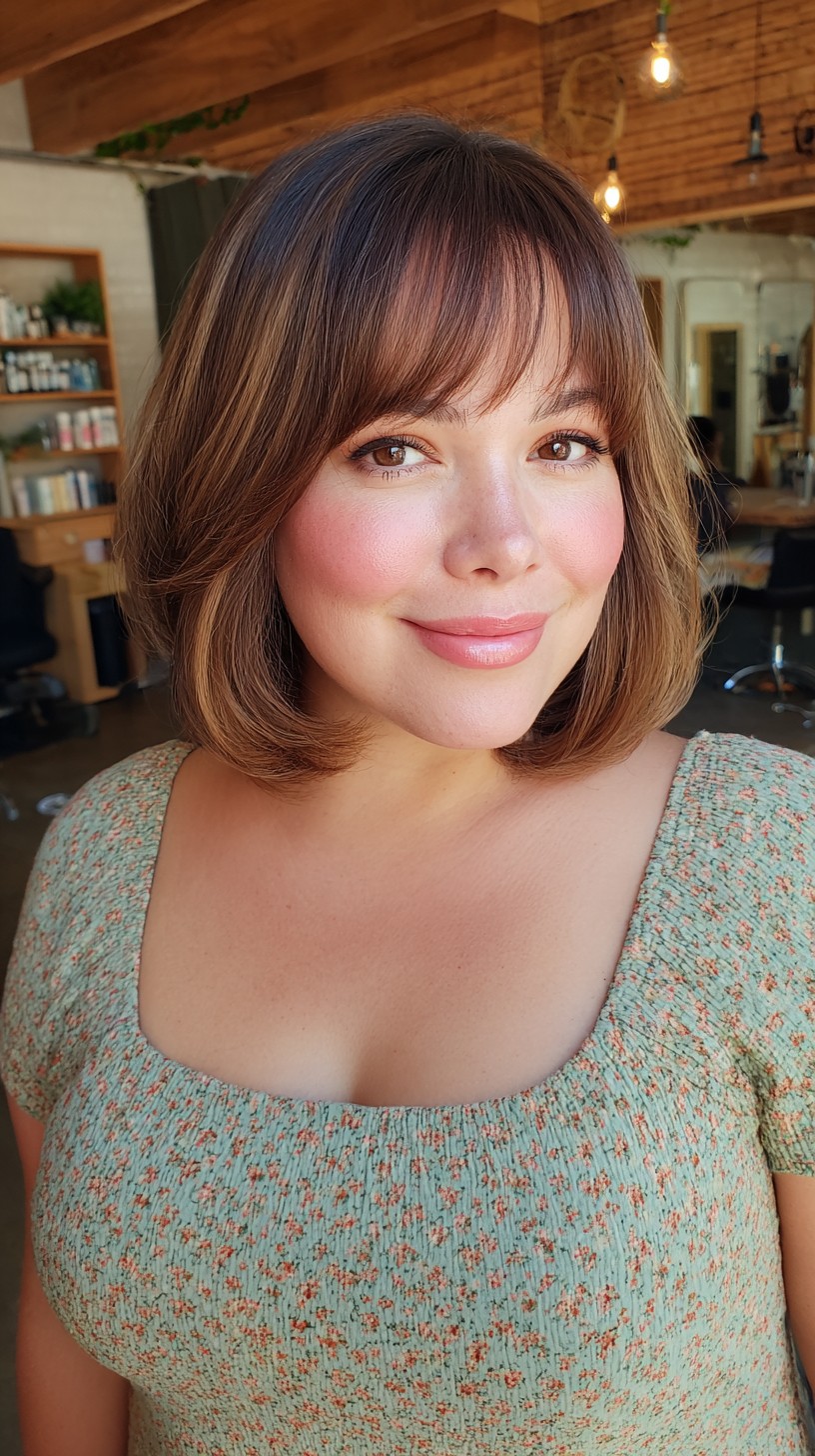 Sleek Chestnut Bob with Soft Bangs