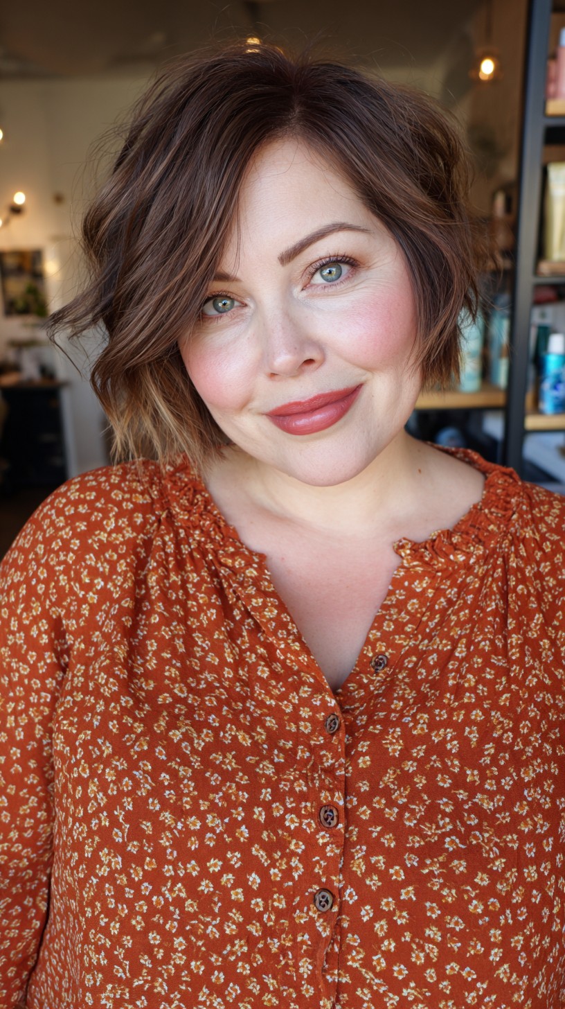 Soft Caramel Waves with Side-Swept Bangs