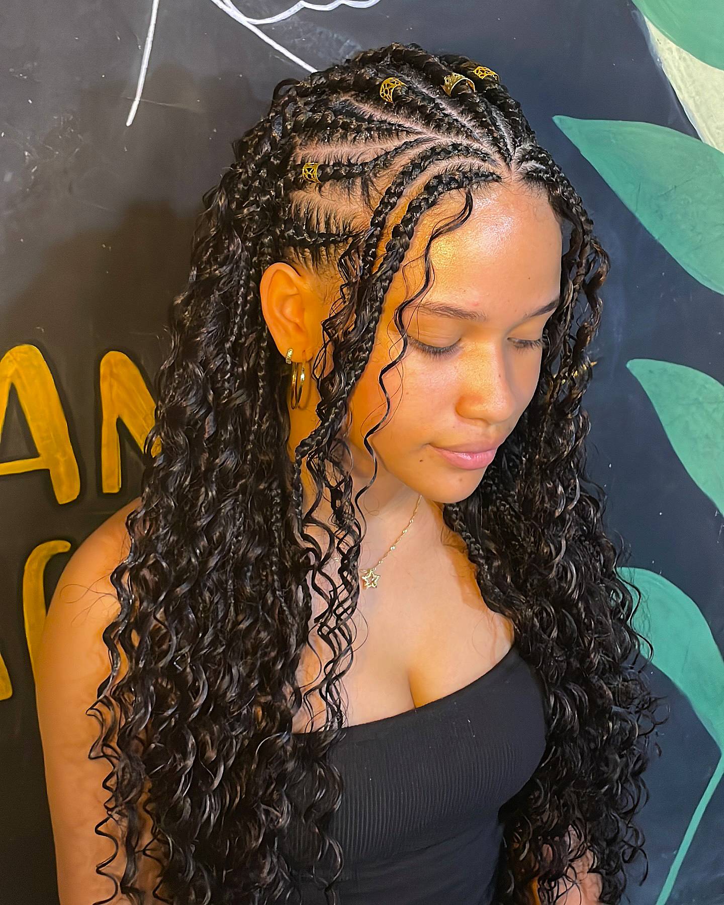 Stunning Fulani Braids with Defined Curls