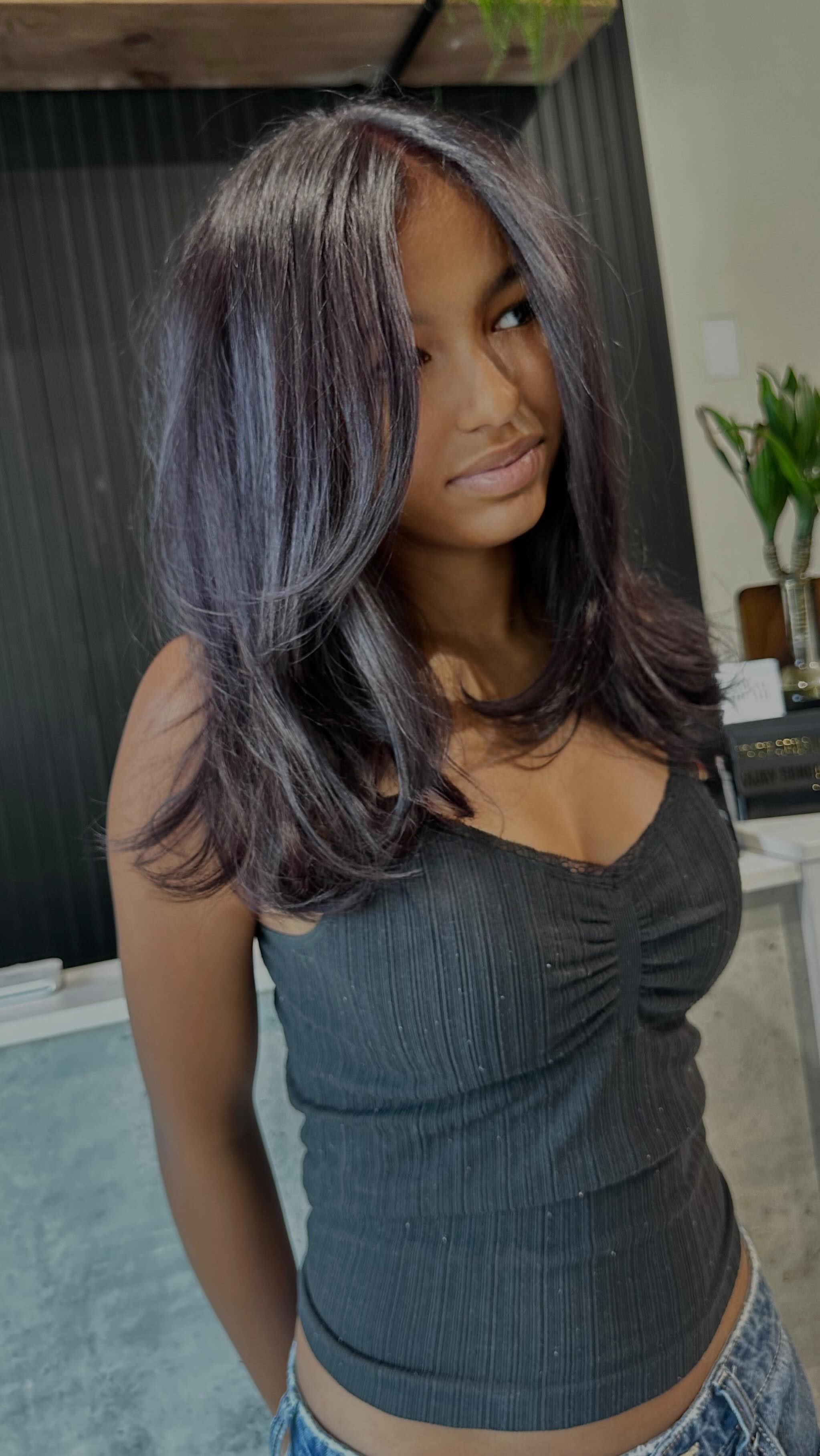 Subtle-Ash-Purple-Layers-for-Medium-Length-Hair