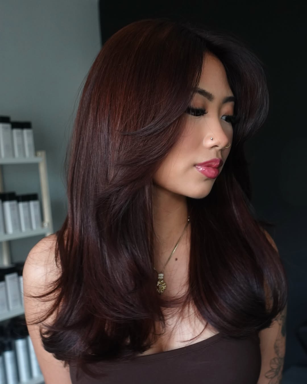 Sumptuous Deep Reddish-Brown with Sleek Layers