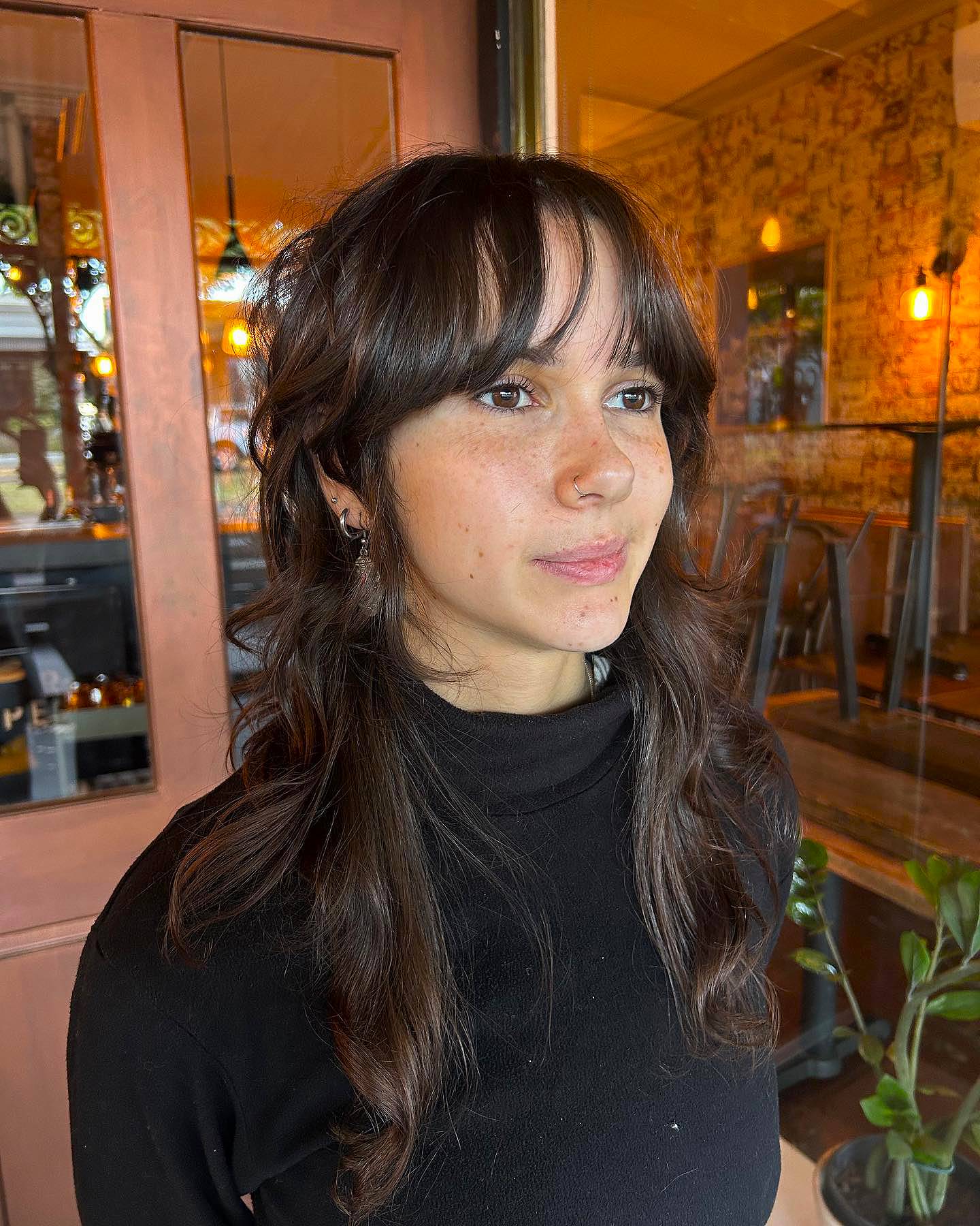 Textured Long Shag with Soft Curtain Bangs