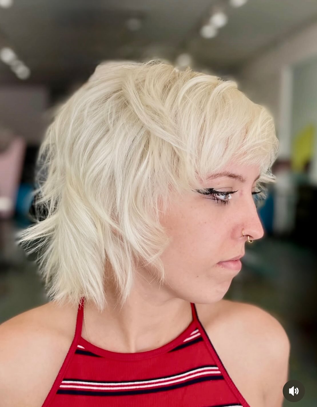 Textured Platinum Shag with Tousled Layers