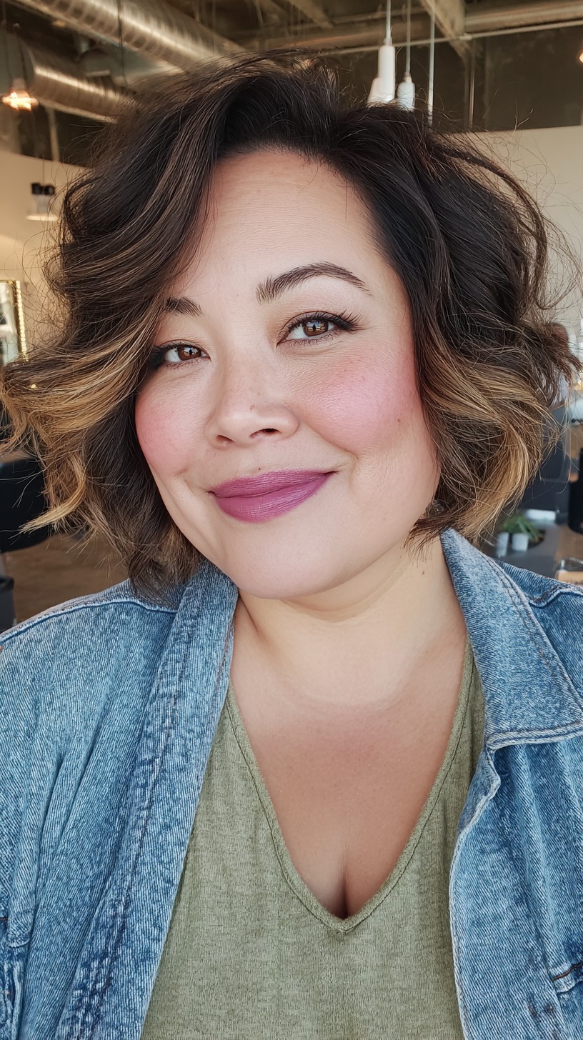 Textured Tousled Bob with Soft Highlights