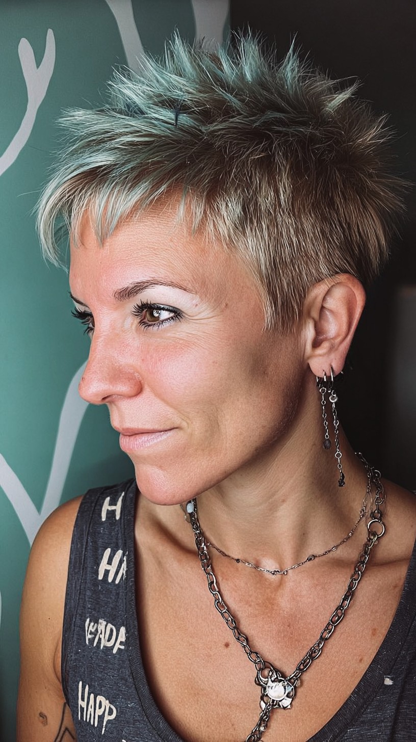 Bold Aqua-Tipped Textured Short Cut