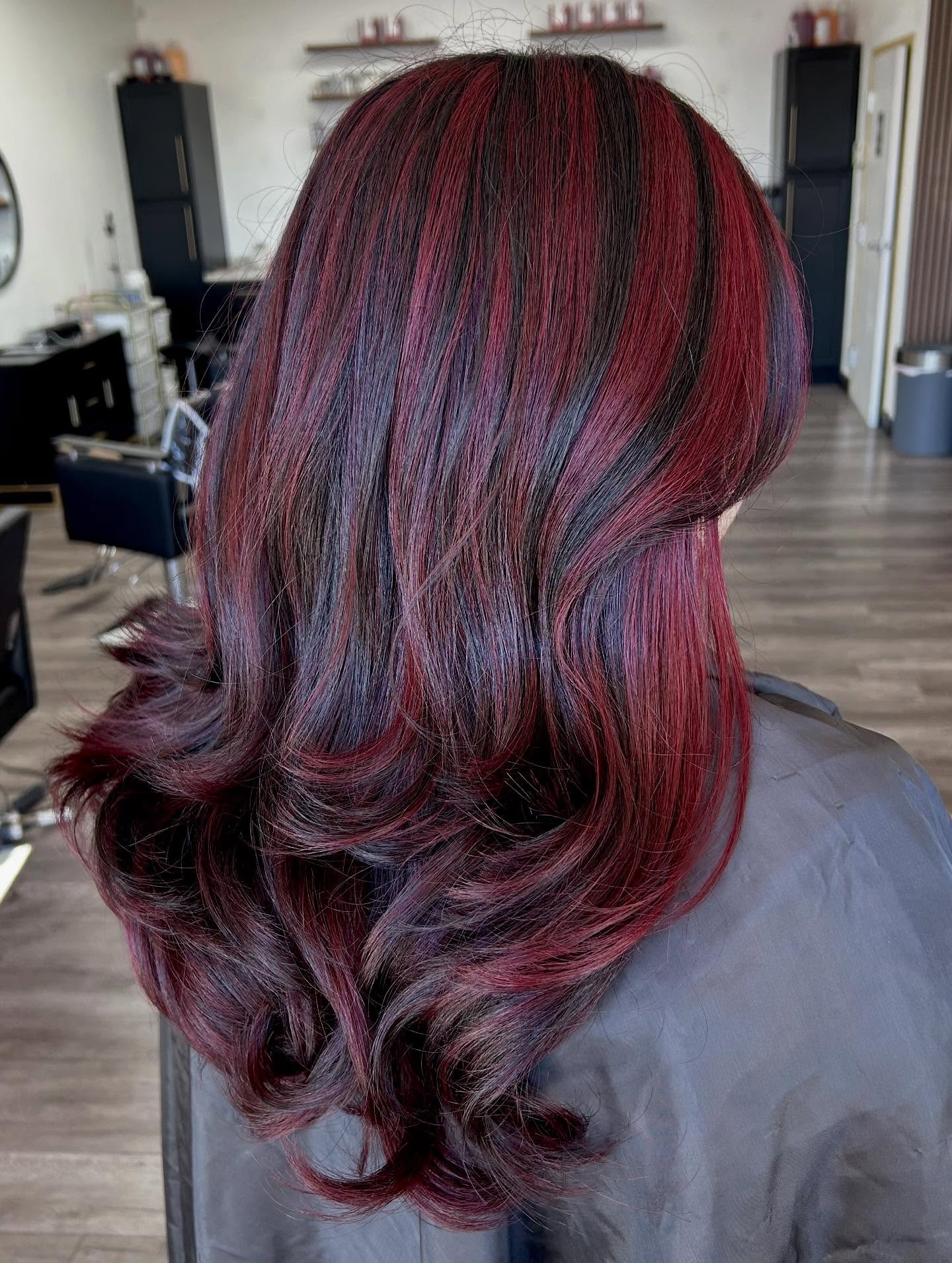 Burgundy Waves with Subtle Midnight Highlights