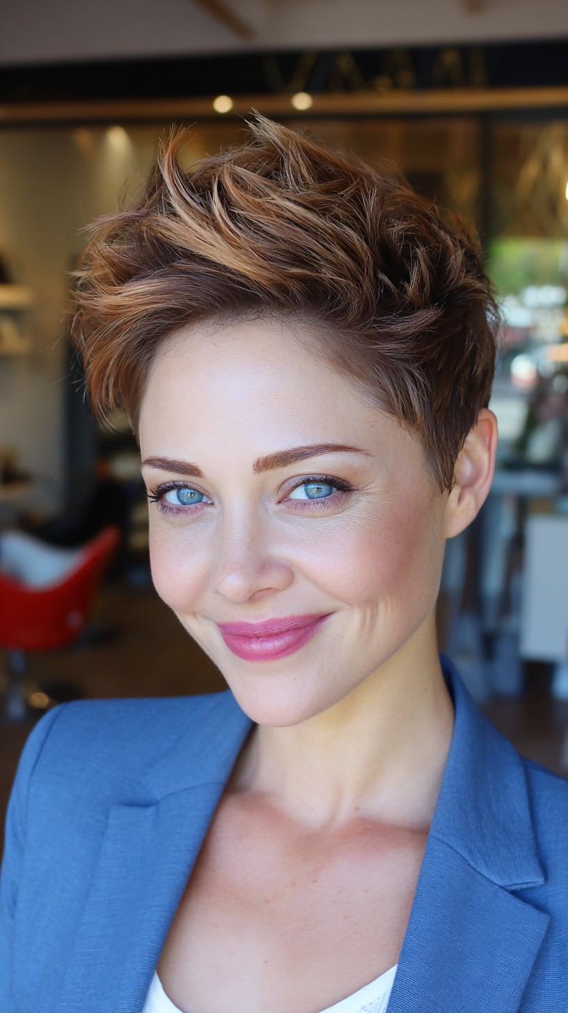 Caramel-Bronze Textured Spiky Cut