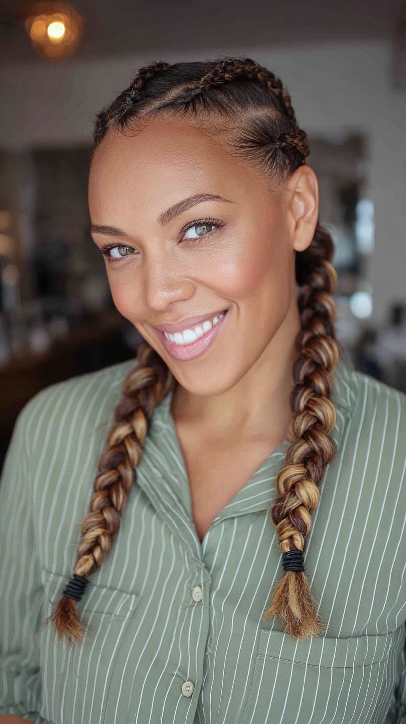 Chic Dual-Toned Double Braids for Active Lifestyles
