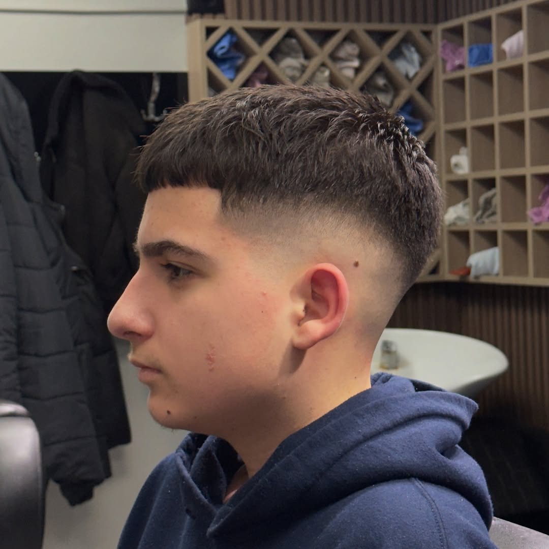 Crisp Crew Cut with High Fade and Textured Top