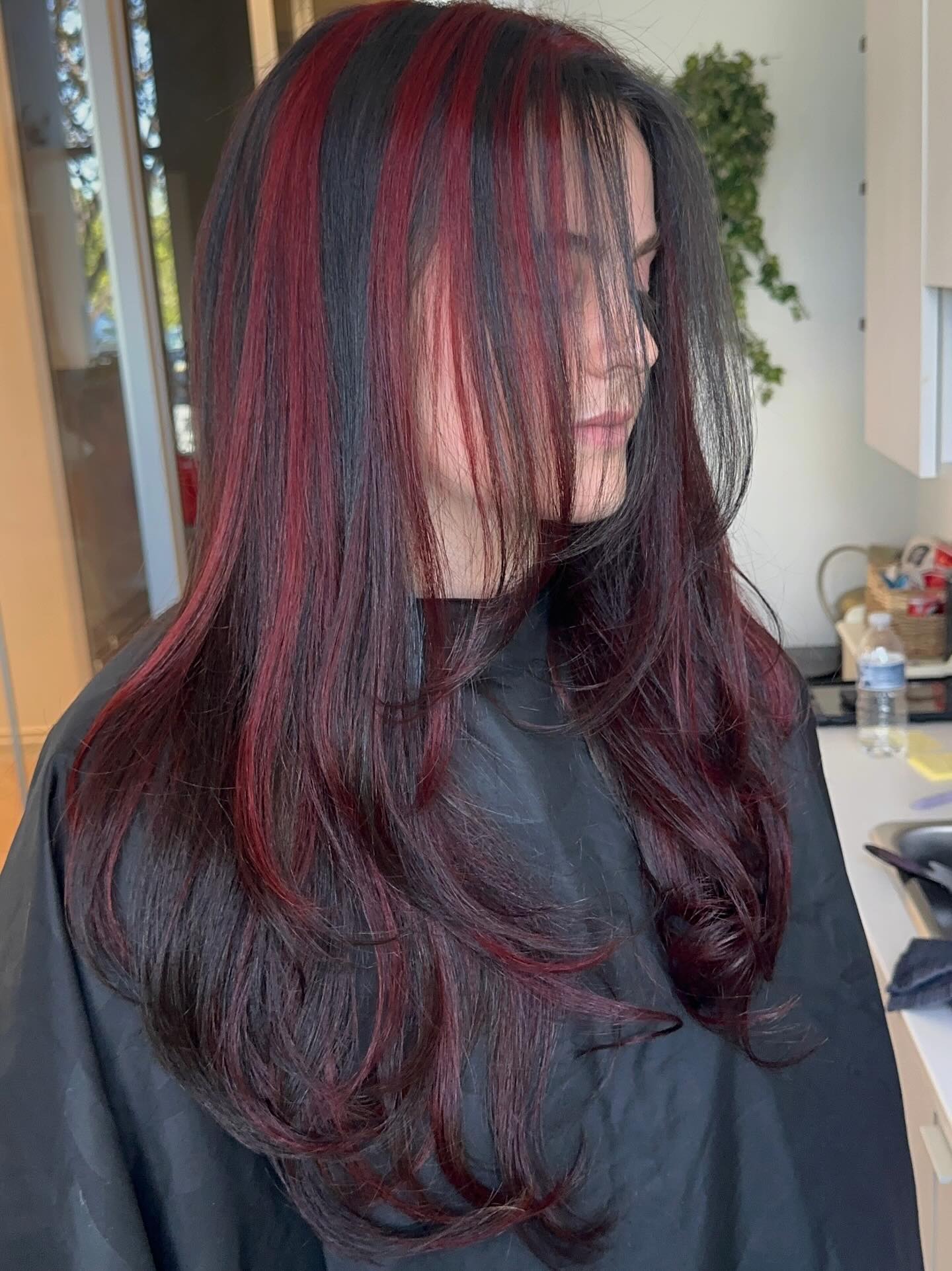 Deep Burgundy Waves with Bold Crimson Highlights