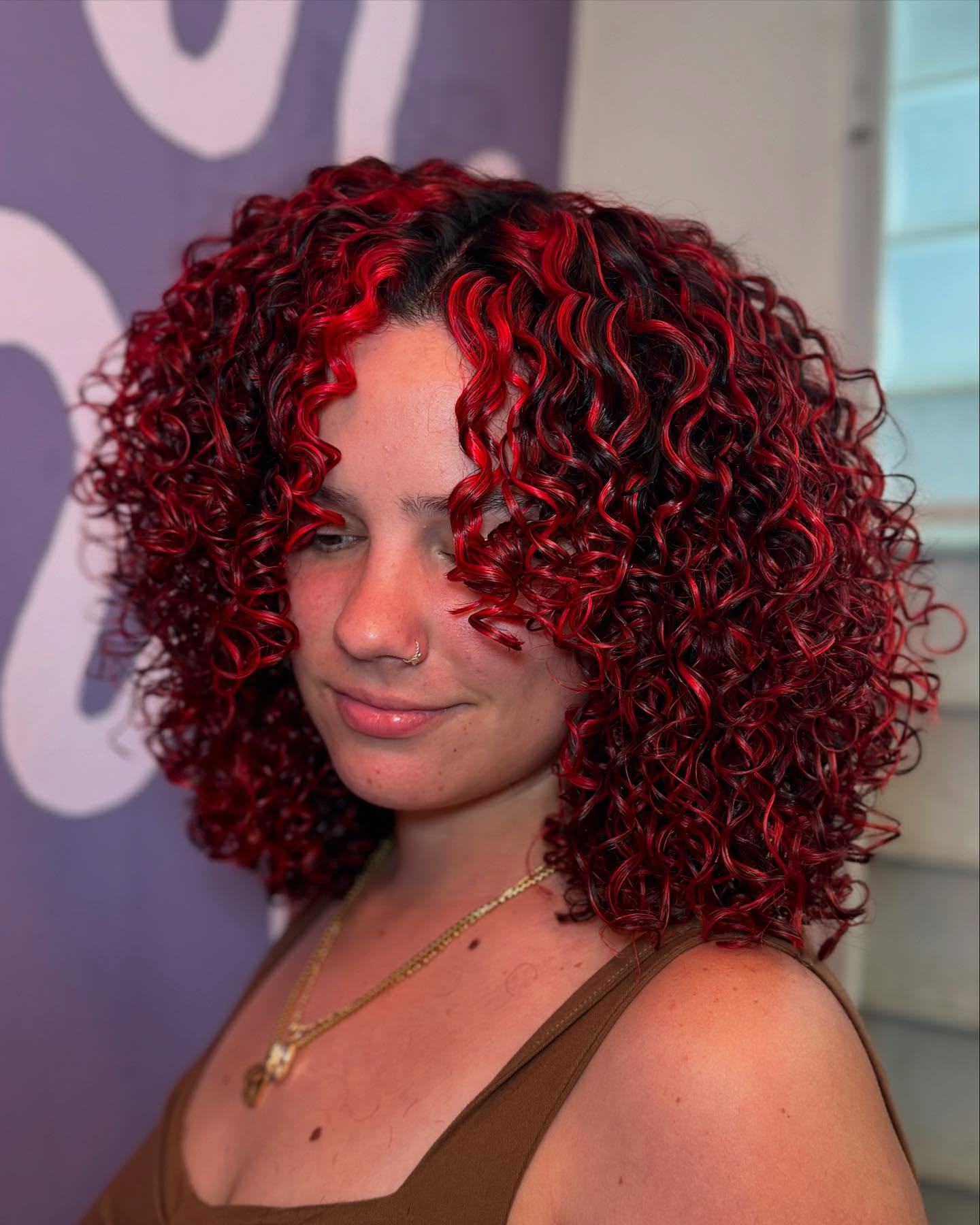 Deep Crimson Corkscrew Curls