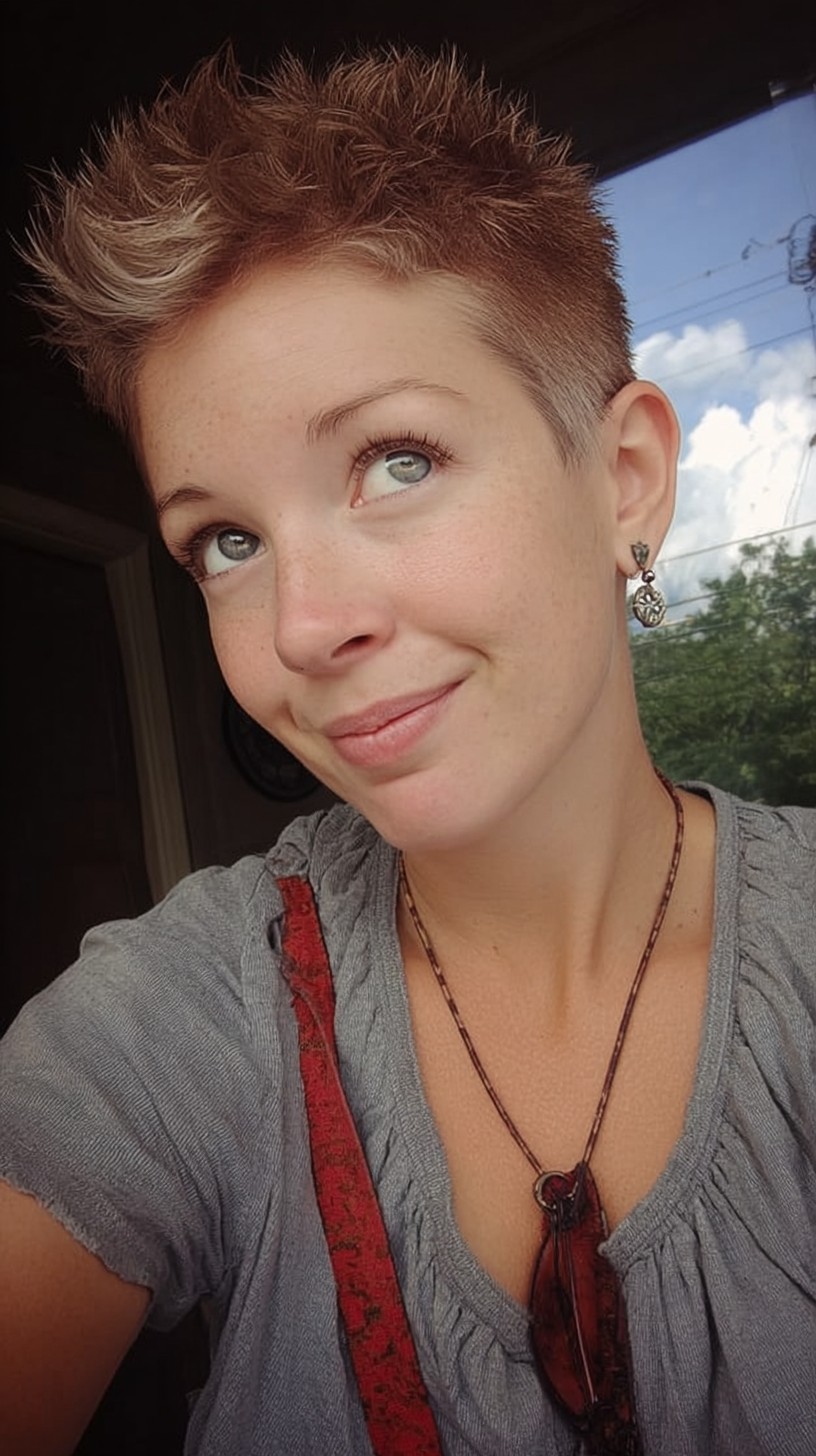 Dynamic Two-Tone Spiky Pixie Cut