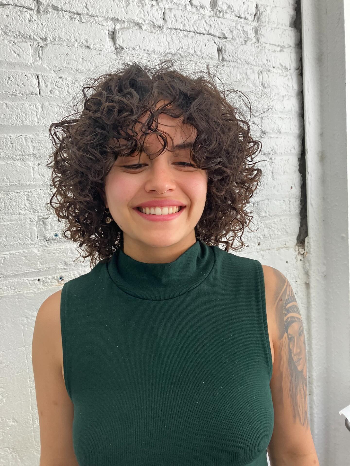 Effortlessly Natural Angular Bob with Soft Curls