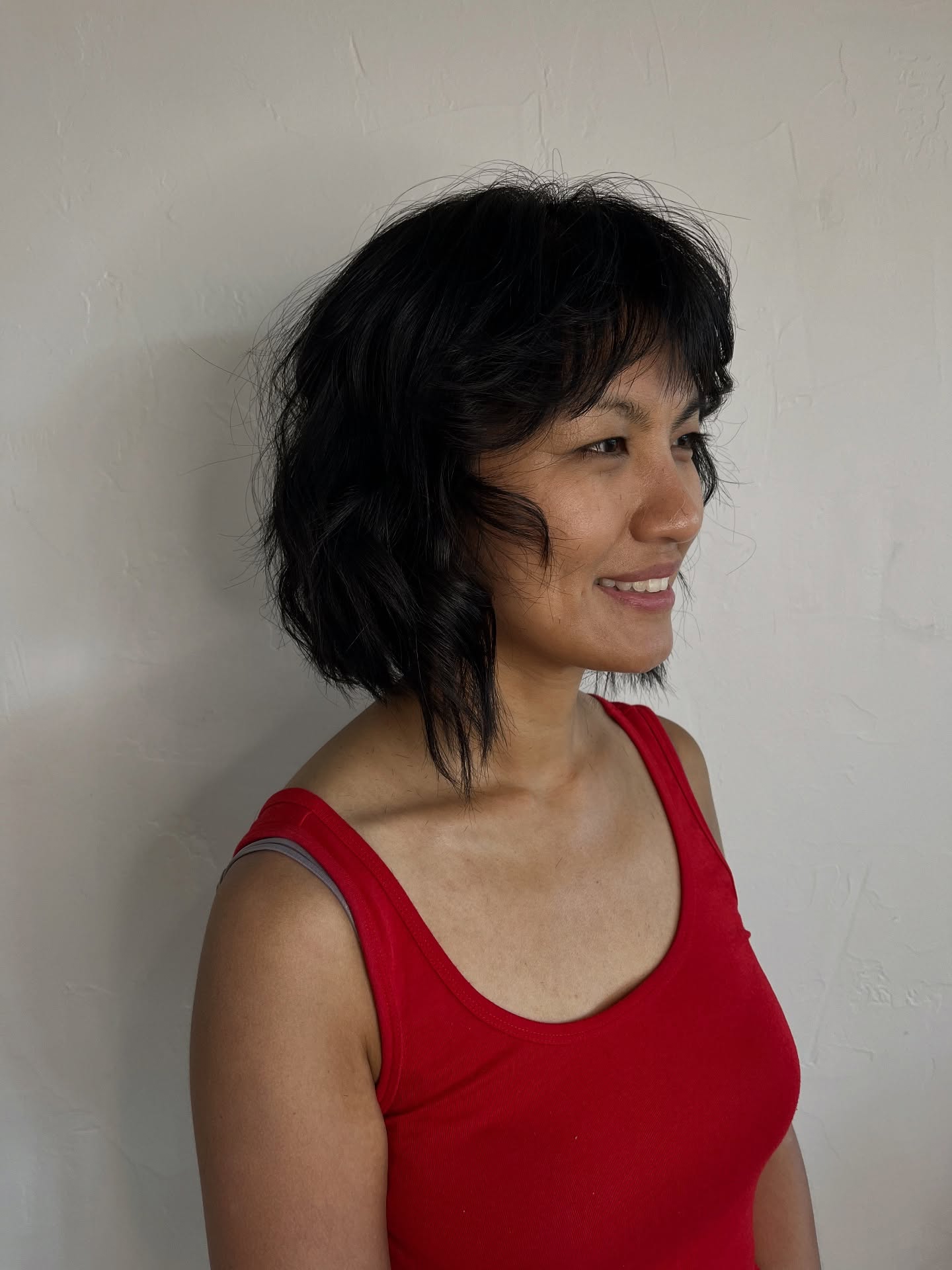 Effortlessly Tousled Raven Layered Bob