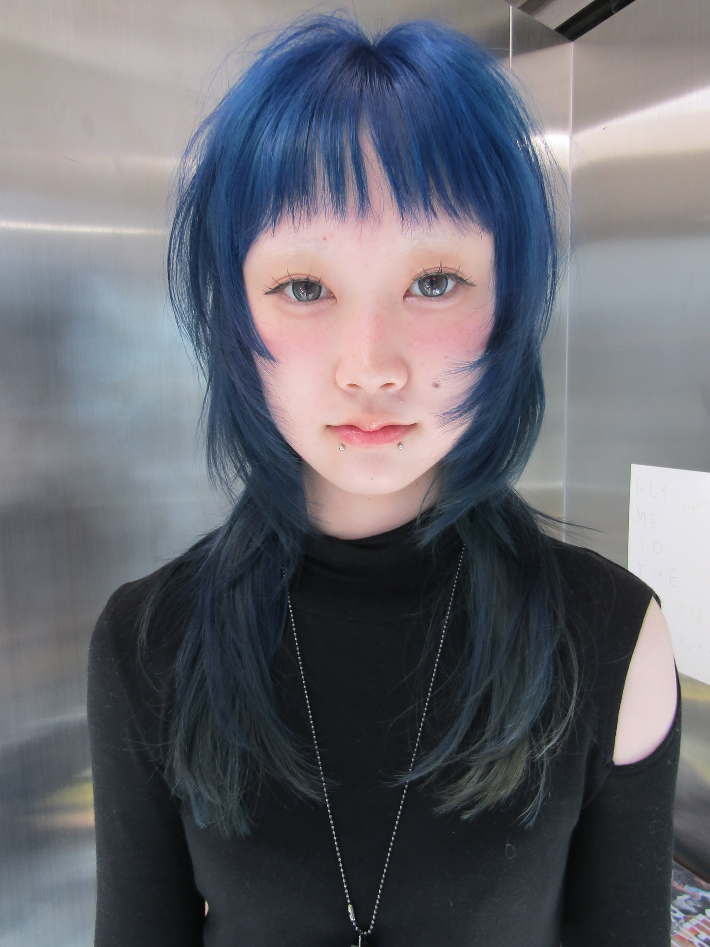 Electric Blue Layered Bob with Black Undercurrents