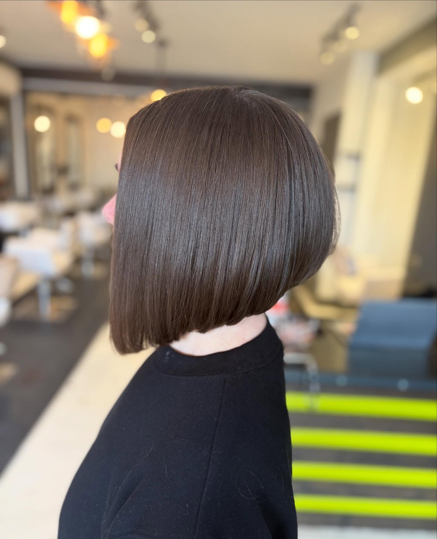 Elegant Chocolate Stacked Bob with Sleek Finish