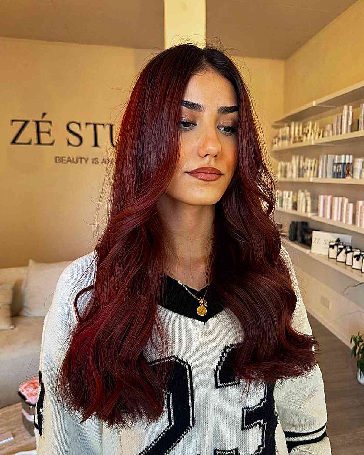Elegant Dark Red Long Waves