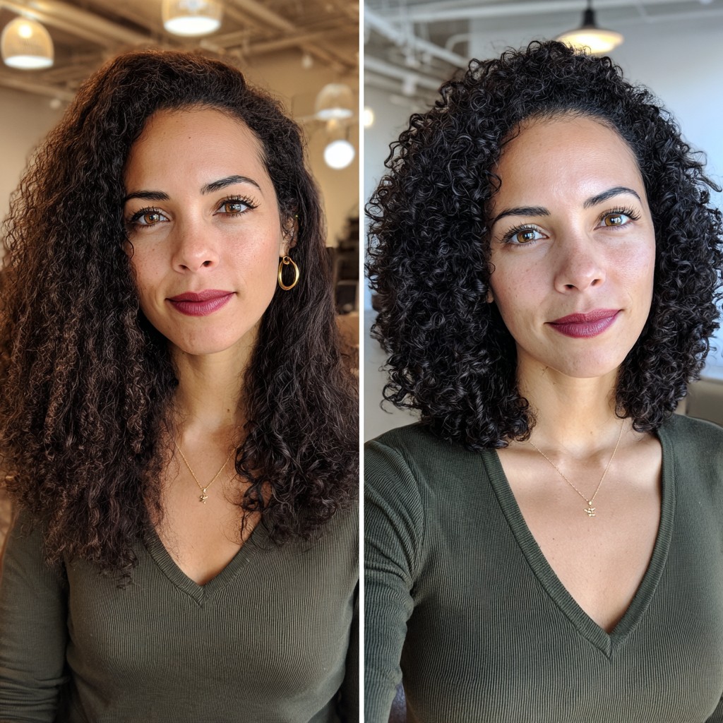 Elegantly Defined Shoulder-Length Spiral Curls