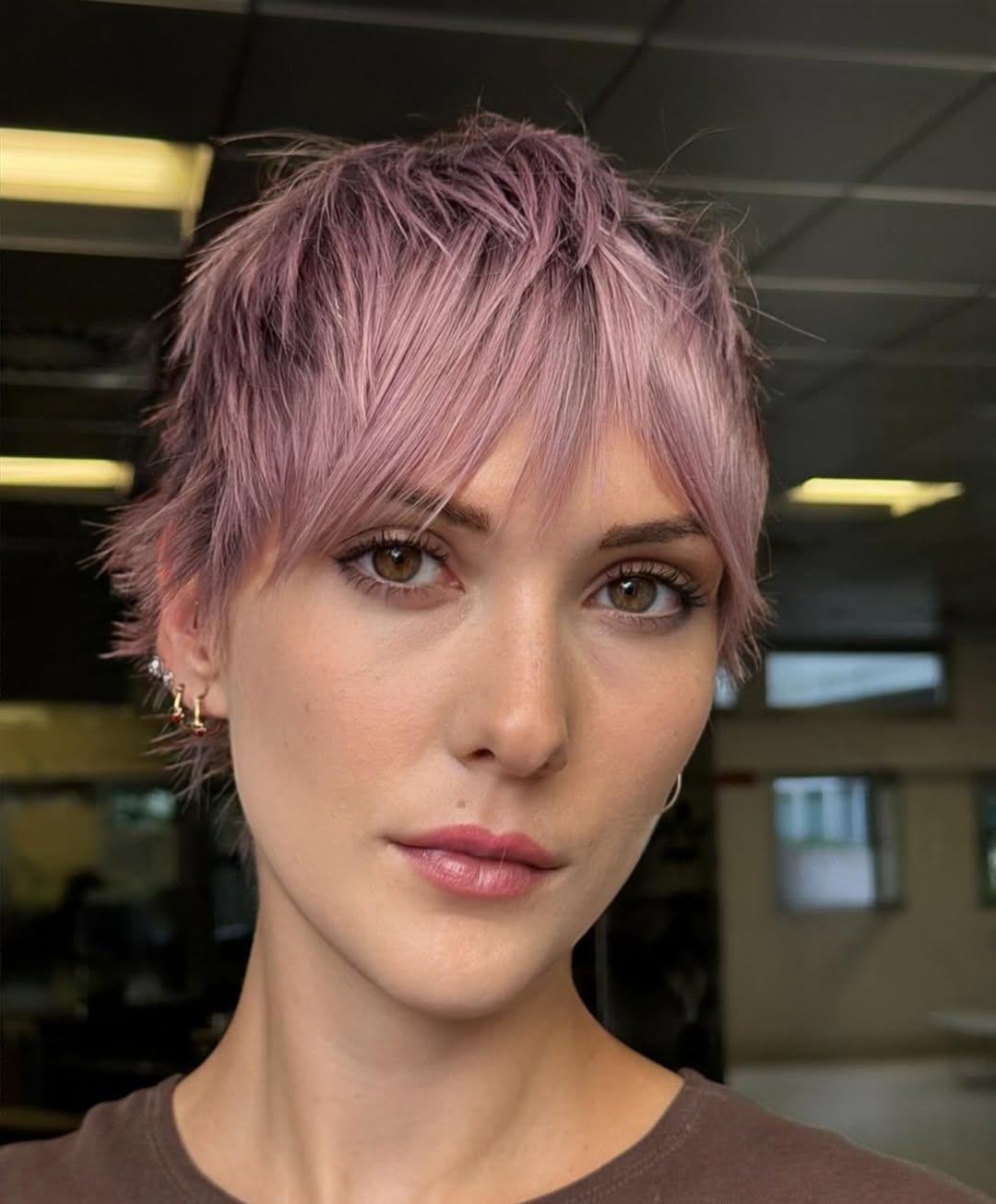 Feathered Lavender Pixie with Textured Bangs