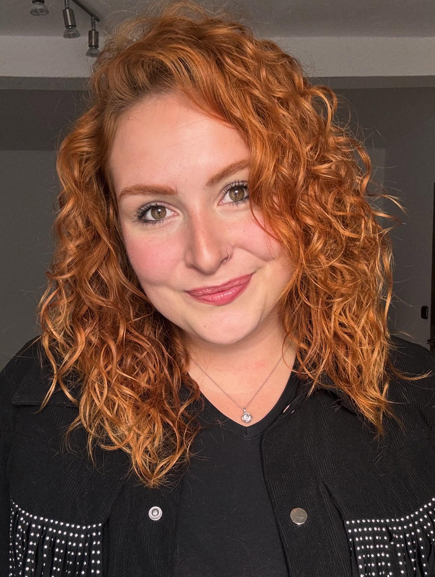Fiery Red Medium-Length Curly Cascade