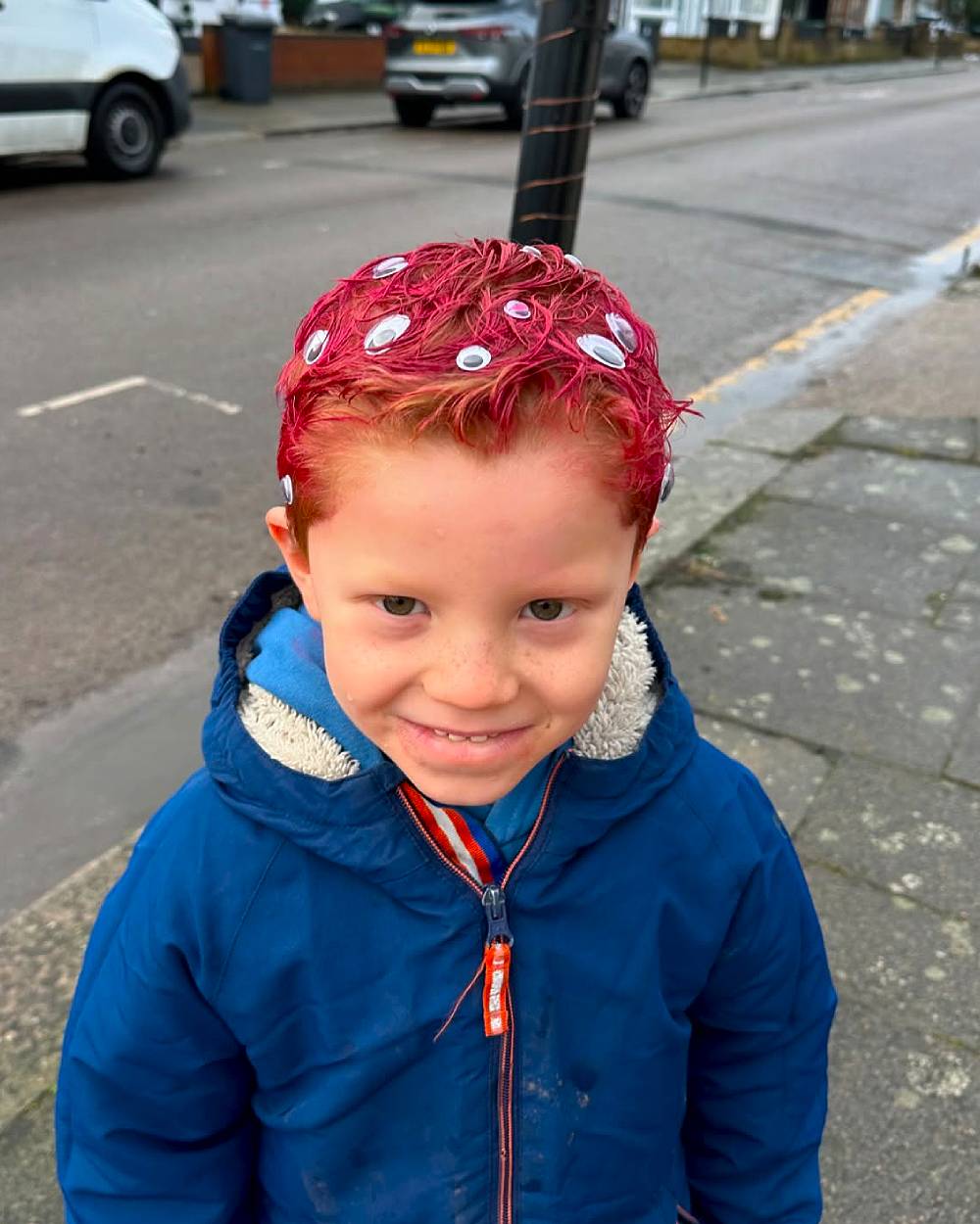 Fun and Quirky Spiked Hair with Googly Eyes