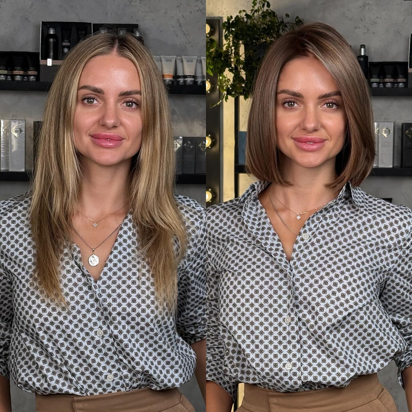 Golden Blonde Sharp Bob Transformation